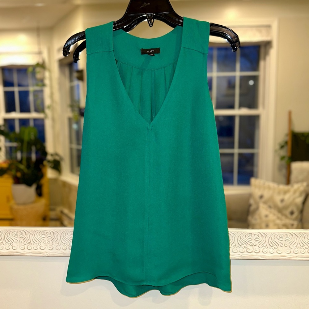 J.Crew V-Neck Relaxed Flowy Green Top - 0